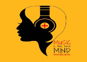 Edited Image of A Woman Hearing Music with the text Music is the Best Medicine For Mind