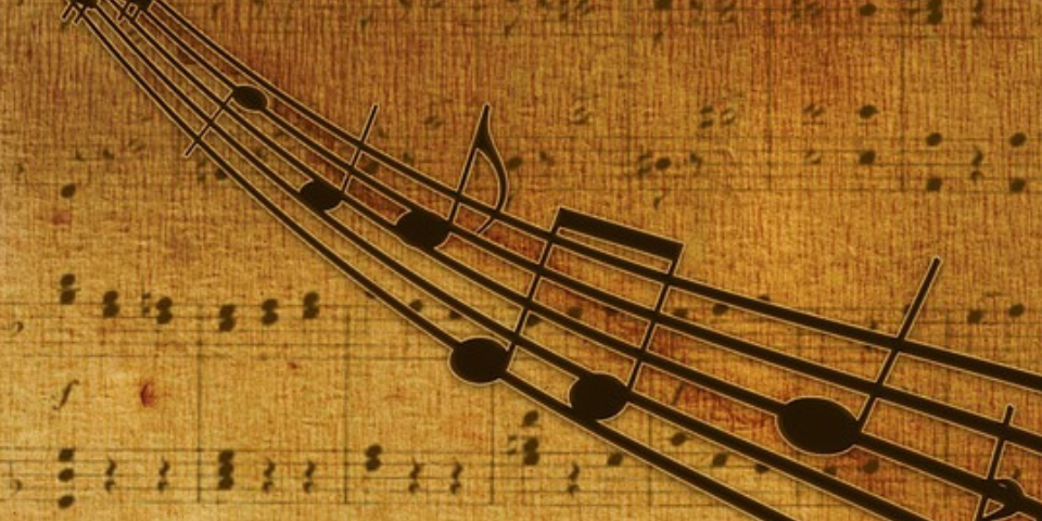 Musical Notes In A Pale Yellow Background - Various Forms Of Music Concept.