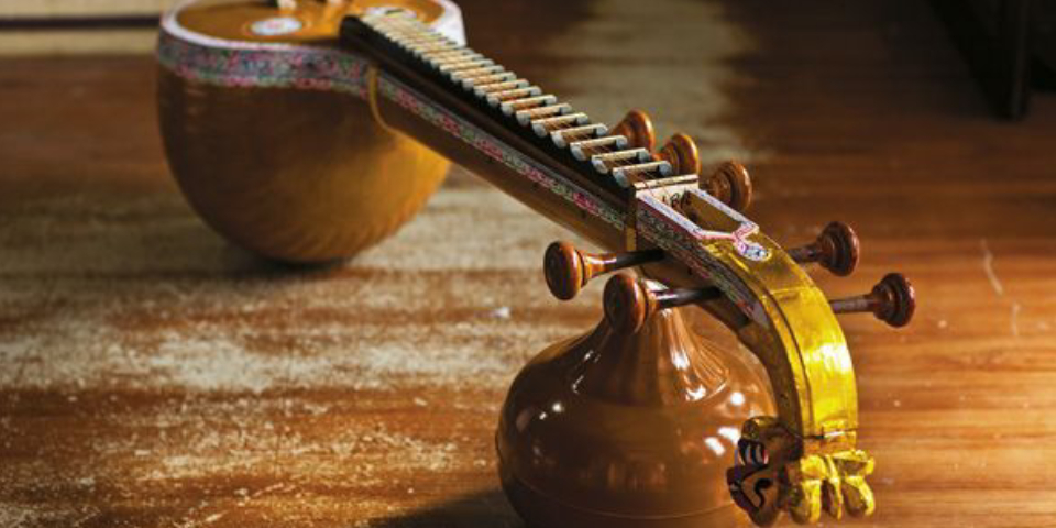 Goddess Of Indian Musical Instrument - Veena On Display.