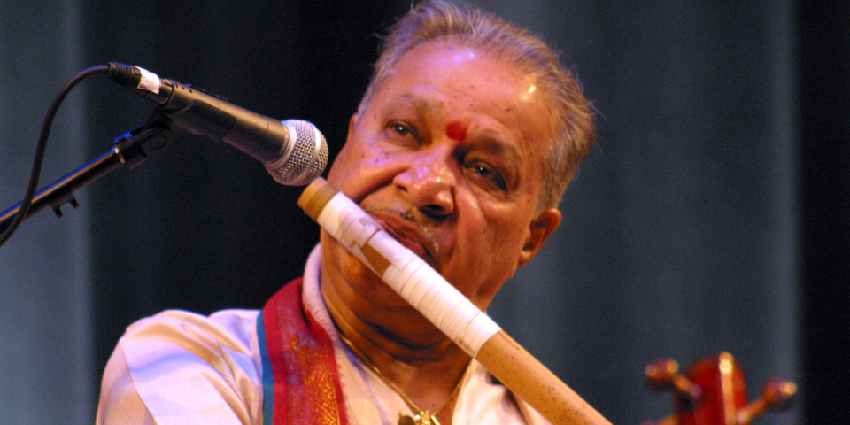 Renowned Indian Music Artist Playing Flute Instrument.