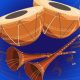 An Illustrated Image Of Indian Musical Instruments In A Blue Background.